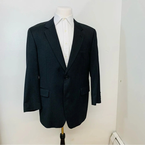 Jos A Bank Sport Jacket Men Size 44R  Dark  Gray Wool 2 Button Signature Career - Picture 1 of 16